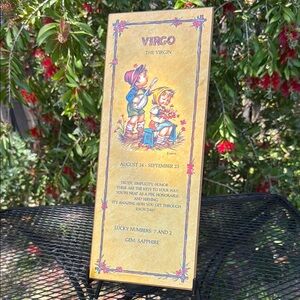 Vintage Virgo Zodiac Plaque with Illustration